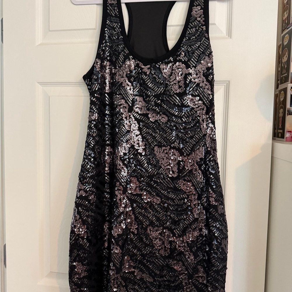 Express Black Sleeveless Sequin Dress